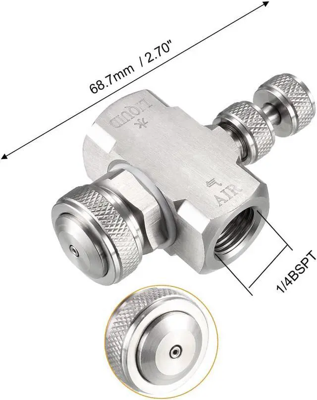 Alt view image 2 of 4 - Air Atomizing Nozzle, 1/4BSPT Misting Low Pressure Siphon Cone-Shape Spray Tip