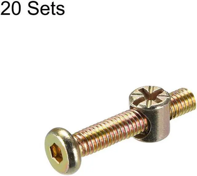 Alt view image 2 of 4 - M6 x 40mm Furniture Bolts Nut Set Hex Socket Screw with Barrel Nuts Phillips-Slotted Zinc Plated 20 Sets
