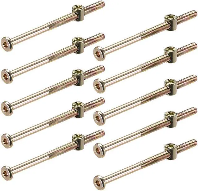 Main image of M6 x 110mm Furniture Bolts Nut Set Hex Socket Screw with Barrel Nuts Phillips-Slotted Zinc Plated 10 Sets