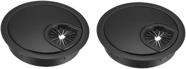 Main image of Cable Hole Cover, 2-3/8" Zinc Alloy Desk Grommet for Wire Organizer, 2 Pcs (Black)