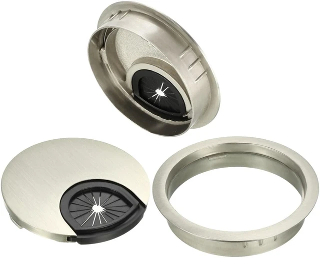 Alt view image 3 of 4 - Cable Hole Cover, 2-3/8" Zinc Alloy Desk Grommet for Wire Organizer, 2 Pcs (Wire Drawing, Silver)