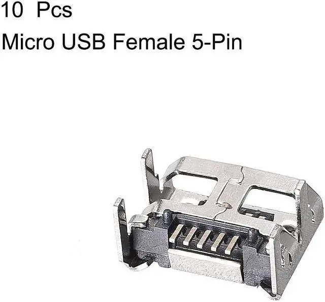 Alt view image 2 of 3 - 10PCS Micro USB Female Socket Connector Jack Port, 5-Pin DIP 180 Degree, Repair Replacement Adapter