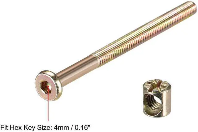 Alt view image 4 of 4 - M6 x 70mm Furniture Bolts Nut Set Hex Socket Screw with Barrel Nuts Phillips-Slotted Zinc Plated 10 Sets