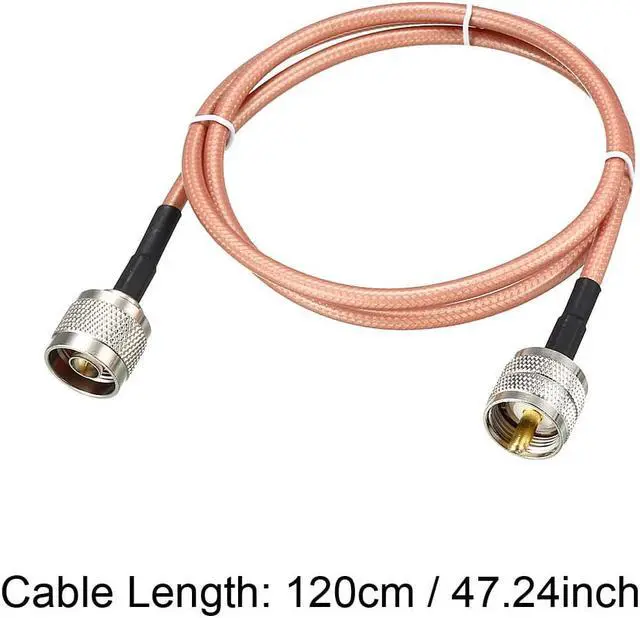 Alt view image 4 of 4 - Low Loss RF Coaxial Cable Connection Coax Wire RG-142 N Male to PL-259 UHF Male 120cm