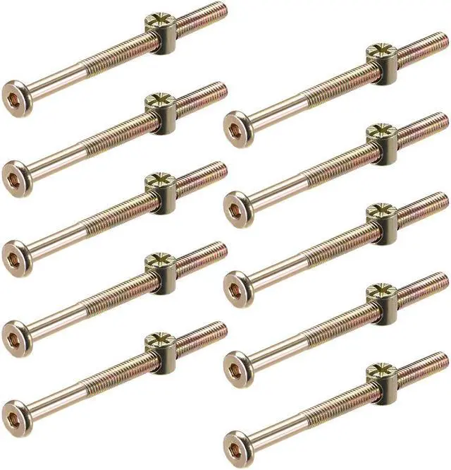 Main image of M6 x 70mm Furniture Bolts Nut Set Hex Socket Screw with Barrel Nuts Phillips-Slotted Zinc Plated 10 Sets