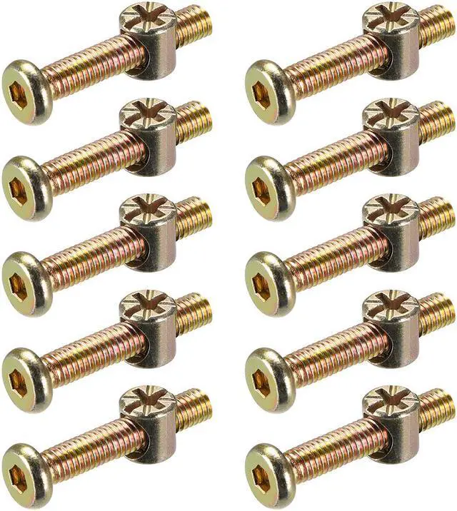 Main image of M6 x 40mm Furniture Bolts Nut Set Hex Socket Screw with Barrel Nuts Phillips-Slotted Zinc Plated 20 Sets