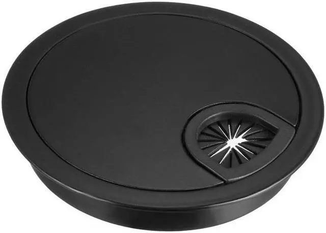 Main image of Cable Hole Cover, 3-1/8" Zinc Alloy Desk Grommet for Wire Organizer (Black)