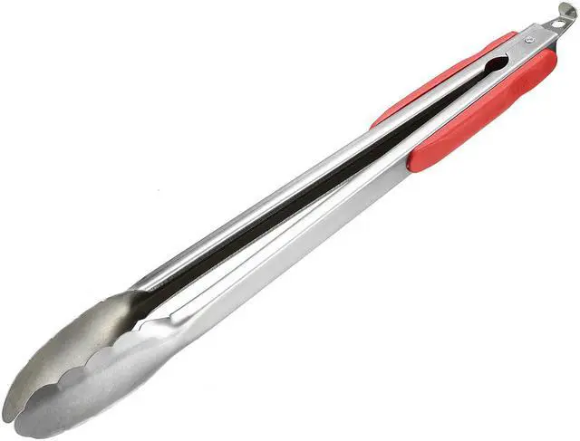 Main image of 335mm Stainless Steel Barbecue Tongs, Metal Food Tongs Non-Slip Grip BBQ Grilling Accessories