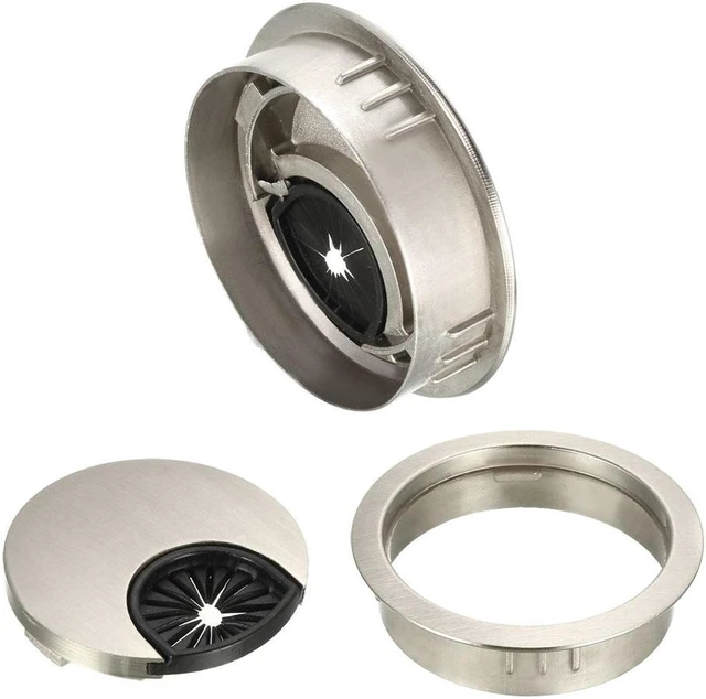 Alt view image 3 of 3 - Cable Hole Cover, 2" Zinc Alloy Desk Grommet for Wire Organizer (Wire Drawing, Silver)