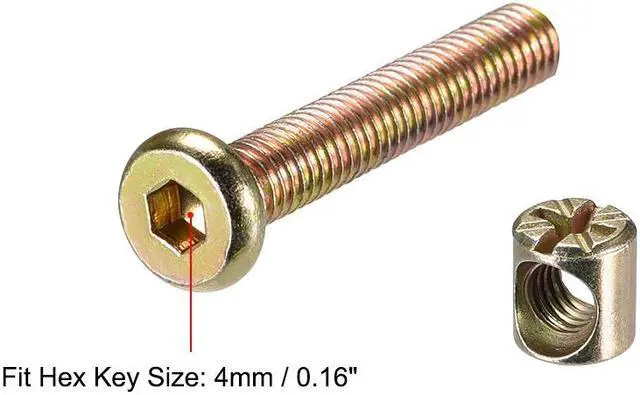 Alt view image 4 of 4 - M6 x 40mm Furniture Bolts Nut Set Hex Socket Screw with Barrel Nuts Phillips-Slotted Zinc Plated 20 Sets