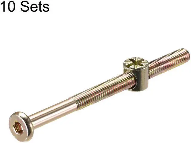 Alt view image 2 of 4 - M6 x 70mm Furniture Bolts Nut Set Hex Socket Screw with Barrel Nuts Phillips-Slotted Zinc Plated 10 Sets