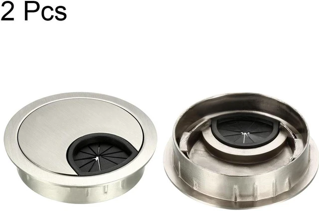 Alt view image 4 of 4 - Cable Hole Cover, 2-1/8" Zinc Alloy Desk Grommet for Wire Organizer, 2 Pcs (Wire Drawing, Silver)