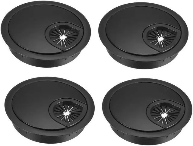 Main image of Cable Hole Cover, 2-3/8" Zinc Alloy Desk Grommet for Wire Organizer, 4 Pcs (Black)