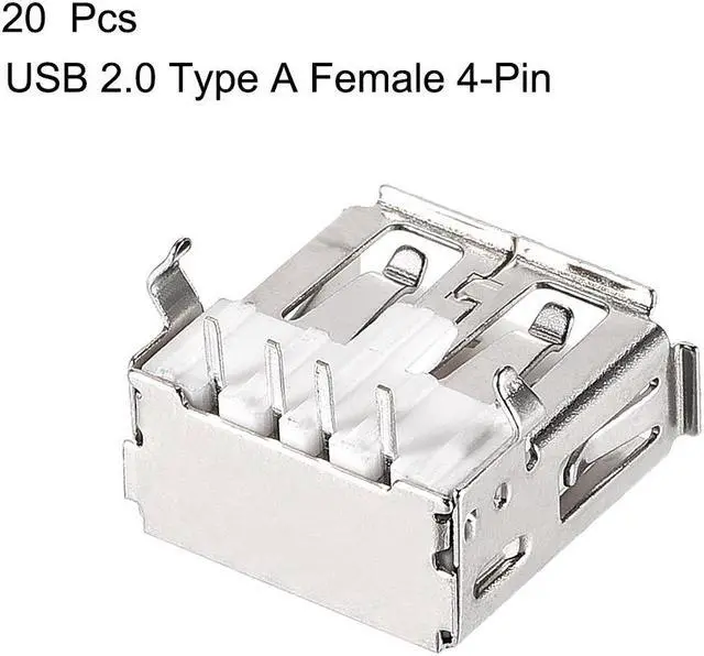 Alt view image 2 of 3 - 20PCS USB 2.0 Type A Female Socket Connector Port, 4-Pin DIP 90 Degree Right Angle, Repair Replacement Adapter