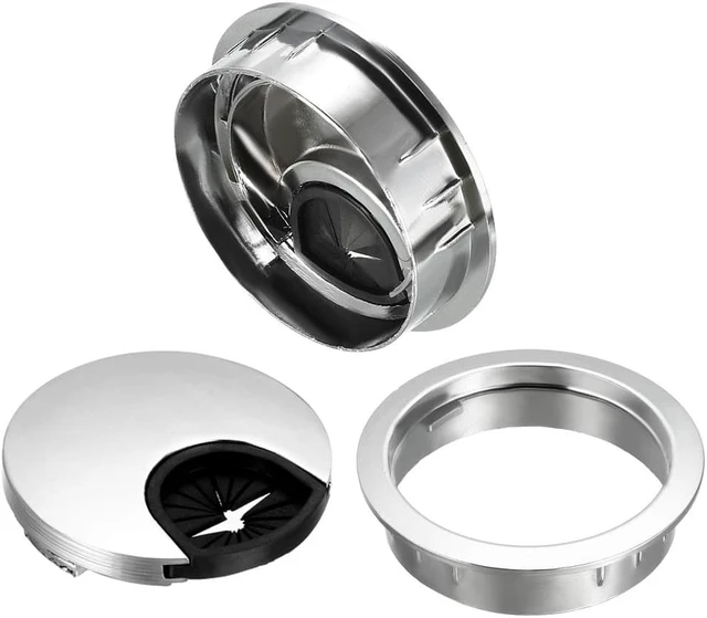 Alt view image 3 of 4 - Cable Hole Cover, 2" Zinc Alloy Desk Grommet for Wire Organizer, 4 Pcs (Bright Silver)