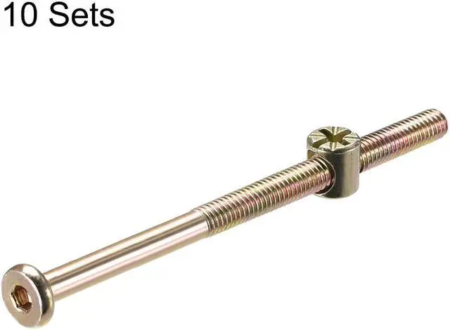 Alt view image 2 of 4 - M6 x 110mm Furniture Bolts Nut Set Hex Socket Screw with Barrel Nuts Phillips-Slotted Zinc Plated 10 Sets