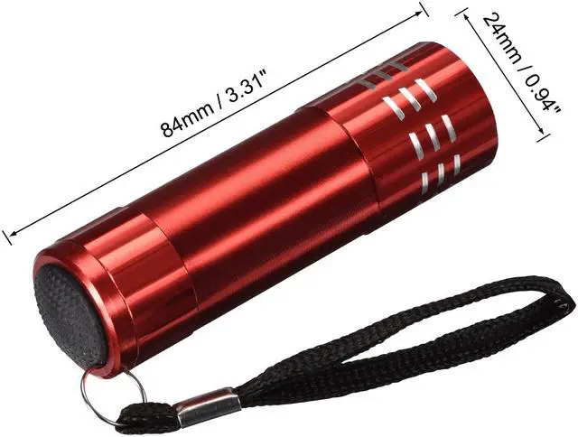 Alt view image 3 of 5 - UV Mini 9 LED Aluminum Flashlight Ultraviolet Blacklight Torch with Lanyard AAA Battery Not Included Red for Pet Stains, Bed Bug and Scorpions