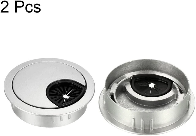 Alt view image 4 of 4 - Cable Hole Cover, 2" Zinc Alloy Desk Grommet for Wire Organizer, 2 Pcs (Silver Tone)