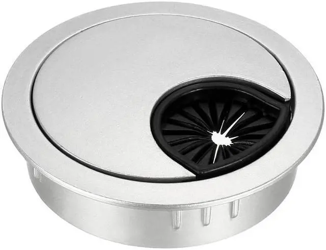 Main image of Cable Hole Cover, 2" Zinc Alloy Desk Grommet for Wire Organizer (Silver Tone)
