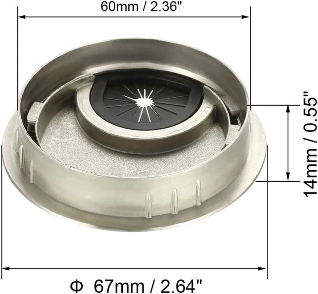Alt view image 2 of 4 - Cable Hole Cover, 2-3/8" Zinc Alloy Desk Grommet for Wire Organizer, 2 Pcs (Wire Drawing, Silver)