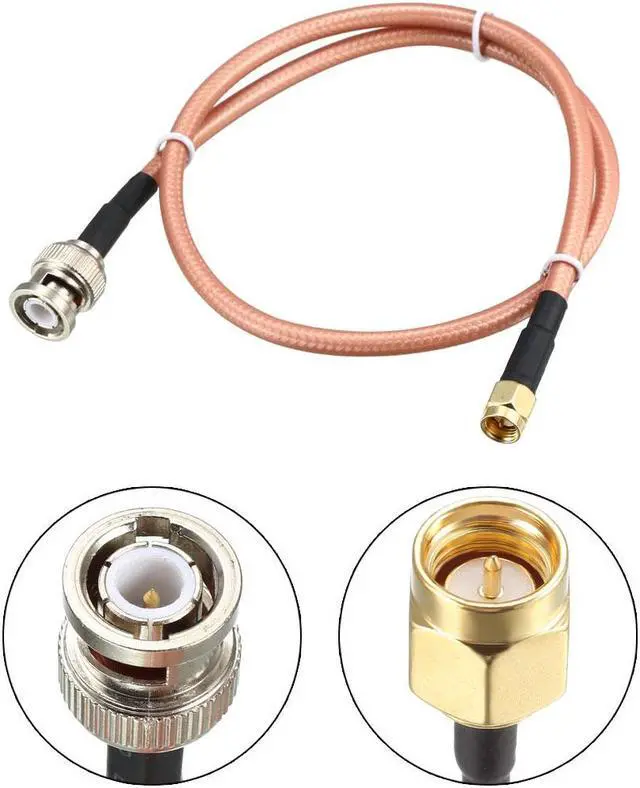 Alt view image 2 of 4 - Low Loss RF Coaxial Cable Connection Coax Wire RG-142 SMA Male to BNC Male 50cm