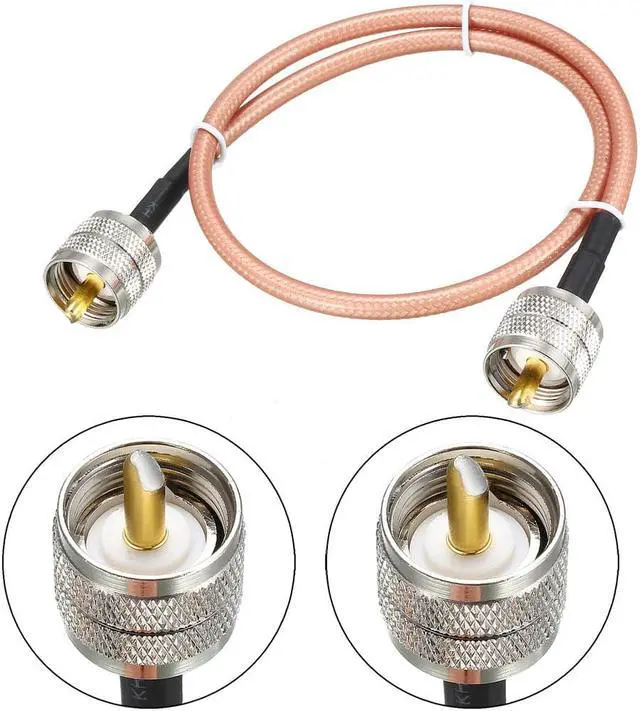Alt view image 2 of 4 - Low Loss RF Coaxial Cable Connection Coax Wire RG-142, PL-259 UHF Male to PL-259 UHF Male 50cm 2pcs