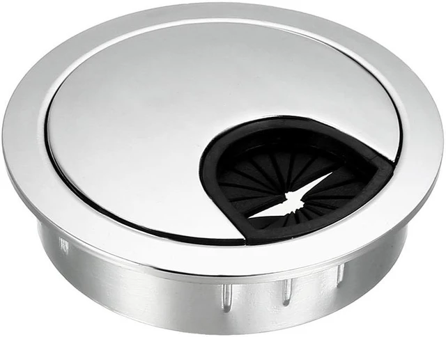 Main image of Cable Hole Cover, 2" Zinc Alloy Desk Grommet for Wire Organizer (Bright Silver)