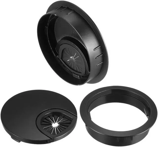 Alt view image 3 of 4 - Cable Hole Cover, 2-3/8" Zinc Alloy Desk Grommet for Wire Organizer, 4 Pcs (Black)