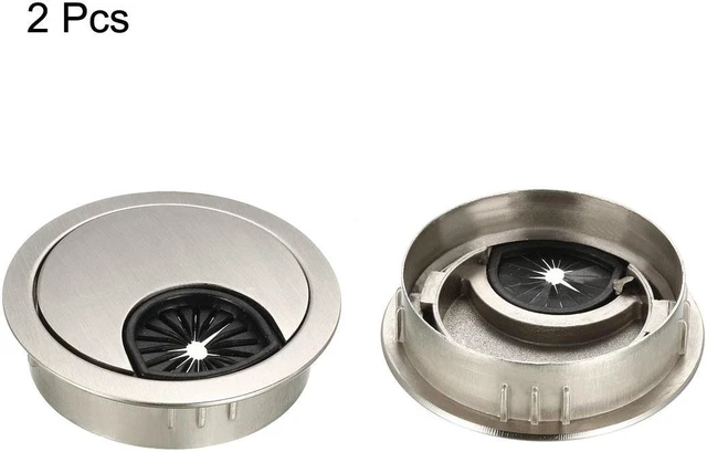 Alt view image 4 of 4 - Cable Hole Cover, 2" Zinc Alloy Desk Grommet for Wire Organizer, 2 Pcs (Wire Drawing, Silver)