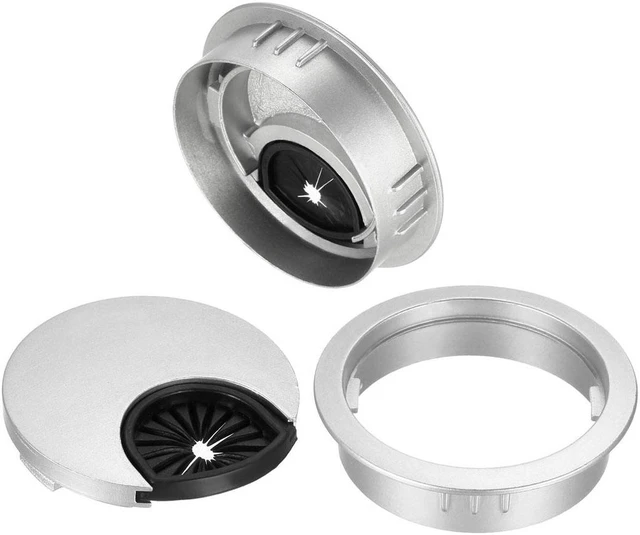 Alt view image 3 of 4 - Cable Hole Cover, 2" Zinc Alloy Desk Grommet for Wire Organizer, 2 Pcs (Silver Tone)