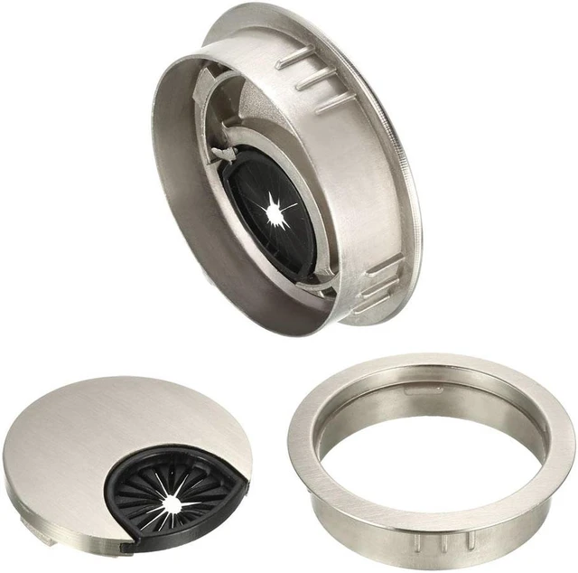 Alt view image 3 of 4 - Cable Hole Cover, 2" Zinc Alloy Desk Grommet for Wire Organizer, 2 Pcs (Wire Drawing, Silver)