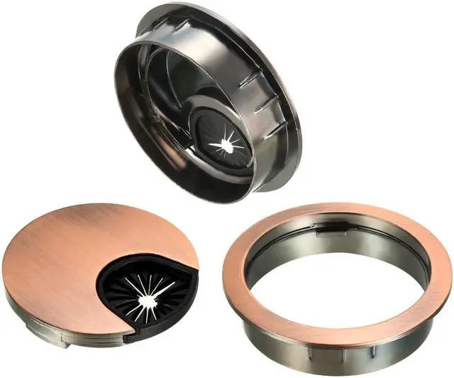 Alt view image 3 of 4 - Cable Hole Cover, 2" Zinc Alloy Desk Grommet for Wire Organizer, 4 Pcs (Red Bronze)
