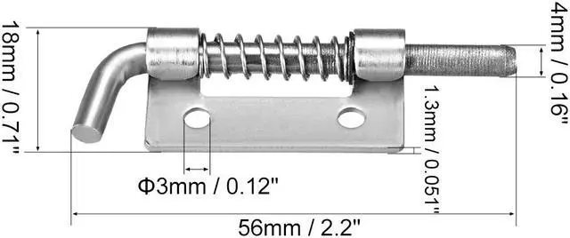 Alt view image 2 of 3 - Spring Latch, 2.2 Inch Right-handed Stainless Steel Barrel Bolt Lock for Cabinet Door, 5 Pcs