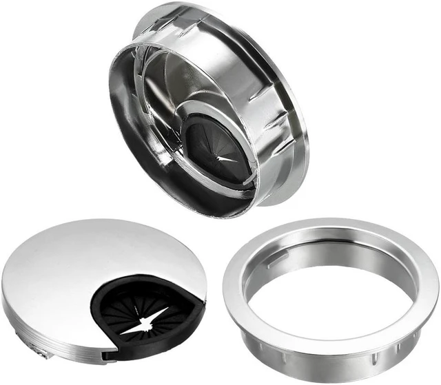 Alt view image 3 of 3 - Cable Hole Cover, 2" Zinc Alloy Desk Grommet for Wire Organizer (Bright Silver)