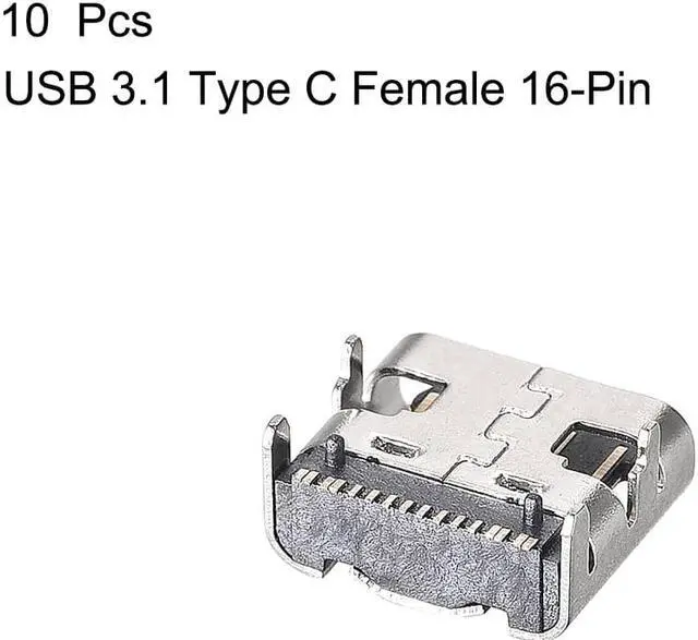 Alt view image 2 of 3 - 10PCS USB 3.1 Type C Female Socket Connector Jack Plug Port, 16-Pin DIP 180 Degree, Replacement Adapter