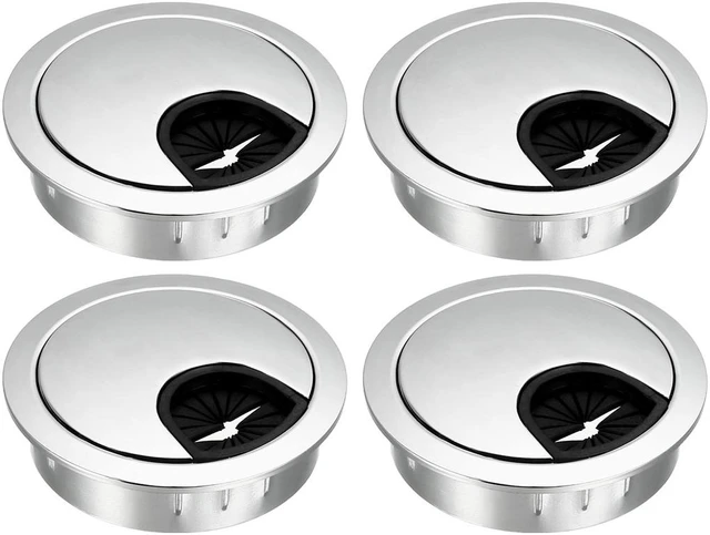 Main image of Cable Hole Cover, 2" Zinc Alloy Desk Grommet for Wire Organizer, 4 Pcs (Bright Silver)