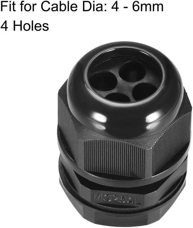 Alt view image 2 of 4 - M25 Cable Gland 4 Holes Waterproof IP68 Nylon Joint Adjustable Locknut for 4-6mm Dia Wire
