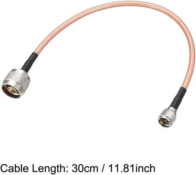 Alt view image 4 of 4 - Low Loss RF Coaxial Cable Connection Coax Wire RG-142 N Male to Mini UHF Male 30cm