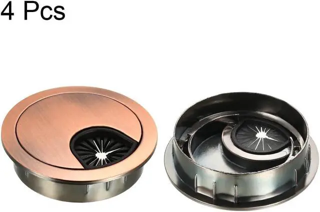 Alt view image 4 of 4 - Cable Hole Cover, 2" Zinc Alloy Desk Grommet for Wire Organizer, 4 Pcs (Red Bronze)
