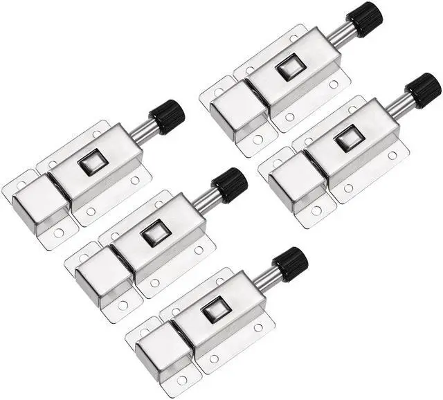 Main image of Door Barrel Bolt, Stainless Steel 304 Security Push Button Spring Loaded Latch, 5 Pcs