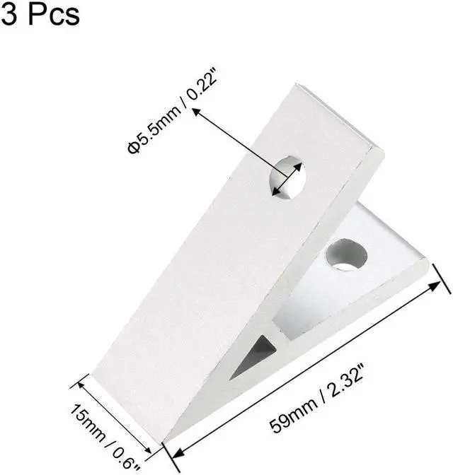 Alt view image 2 of 3 - 2020 Aluminum Corner Brackets Profile Corner Joint Connectors Corner Braces (45 Degree Angle) 3Pcs
