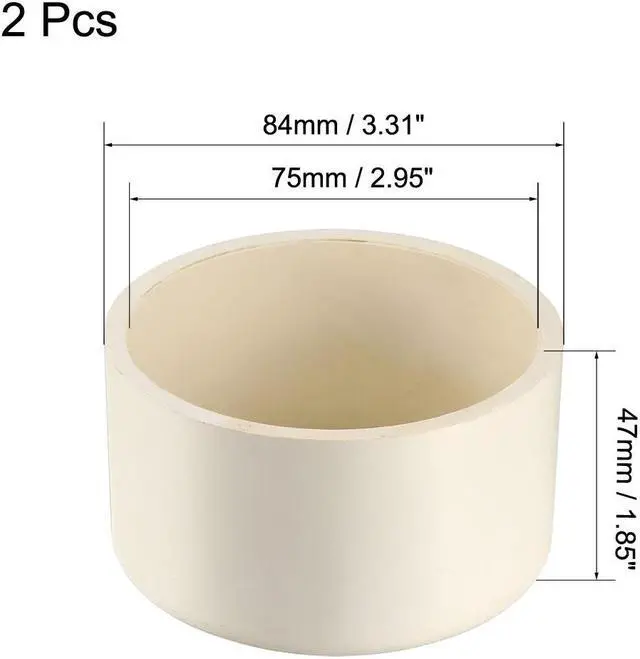 Alt view image 2 of 2 - 75mm Pipe Cap Fitting, Slip End Caps DWV(Drain Waste Vent) White 2Pcs