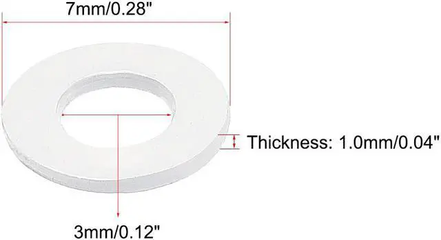 Alt view image 2 of 3 - Insulating Washer, 100Pcs 3 x 7 x 1mm White Vulcanized Plastic Washer, Insulation Gasket for Motherboard
