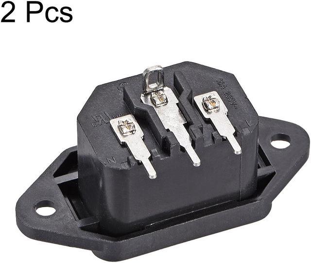 uxcell C14 Panel Mount Plug Adapter AC 250V 10A 3 Pins IEC Inlet Module  Plug Power Connector Socket Straight