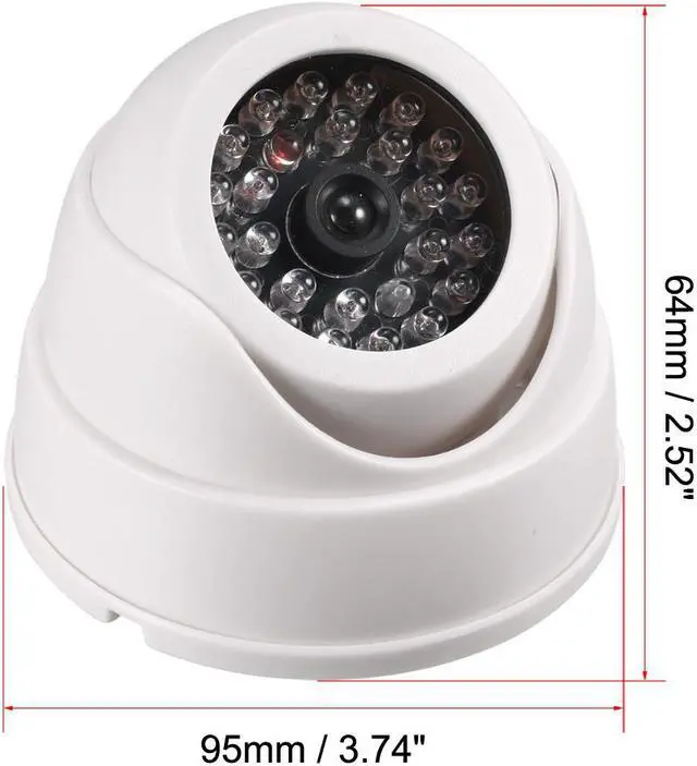 Alt view image 2 of 4 - Fake Security Camera Dummy Dome CCTV with Blinking Red LED Warning Light for Home Outdoor Indoor White 4pcs
