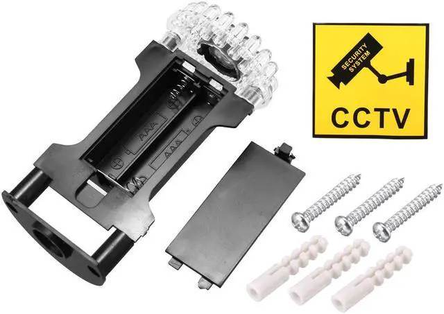 Alt view image 3 of 4 - Fake Security Camera Dummy CCTV Surveillance System with Blinking Red LED Warning Alert Light, Sticker for Home Outdoor Indoor Silver