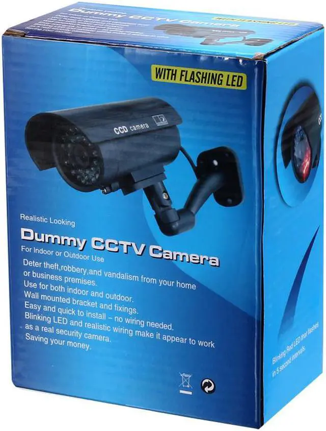 Alt view image 4 of 4 - Fake Security Camera Dummy CCTV Surveillance System with Blinking Red LED Warning Alert Light, Sticker for Home Outdoor Indoor Silver