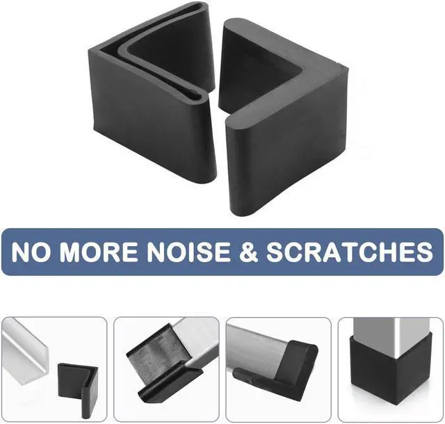 Alt view image 4 of 7 - Furniture Angle Iron Foot Pads L Shaped Rubber Leg Covers Protectors 30 x 30mm 24 Pcs Black