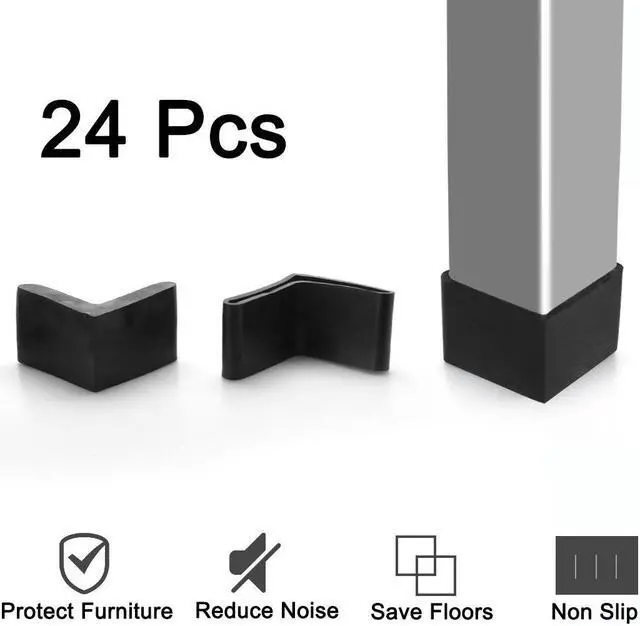 Alt view image 5 of 7 - Furniture Angle Iron Foot Pads L Shaped Rubber Leg Covers Protectors 30 x 30mm 24 Pcs Black