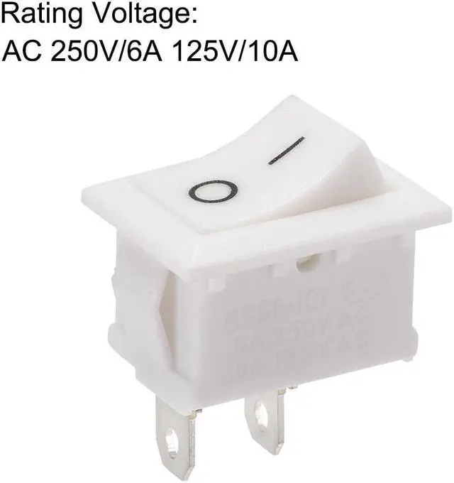 Alt view image 3 of 4 - Mini Boat Rocker Switch White Toggle Switch for Boat Car Marine ON/OFF AC 250V/6A 125V/10A 5pcs